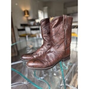 Justin Marbled Deerlite Roper Boots 3163 Brown Leather 10" Size 11 D